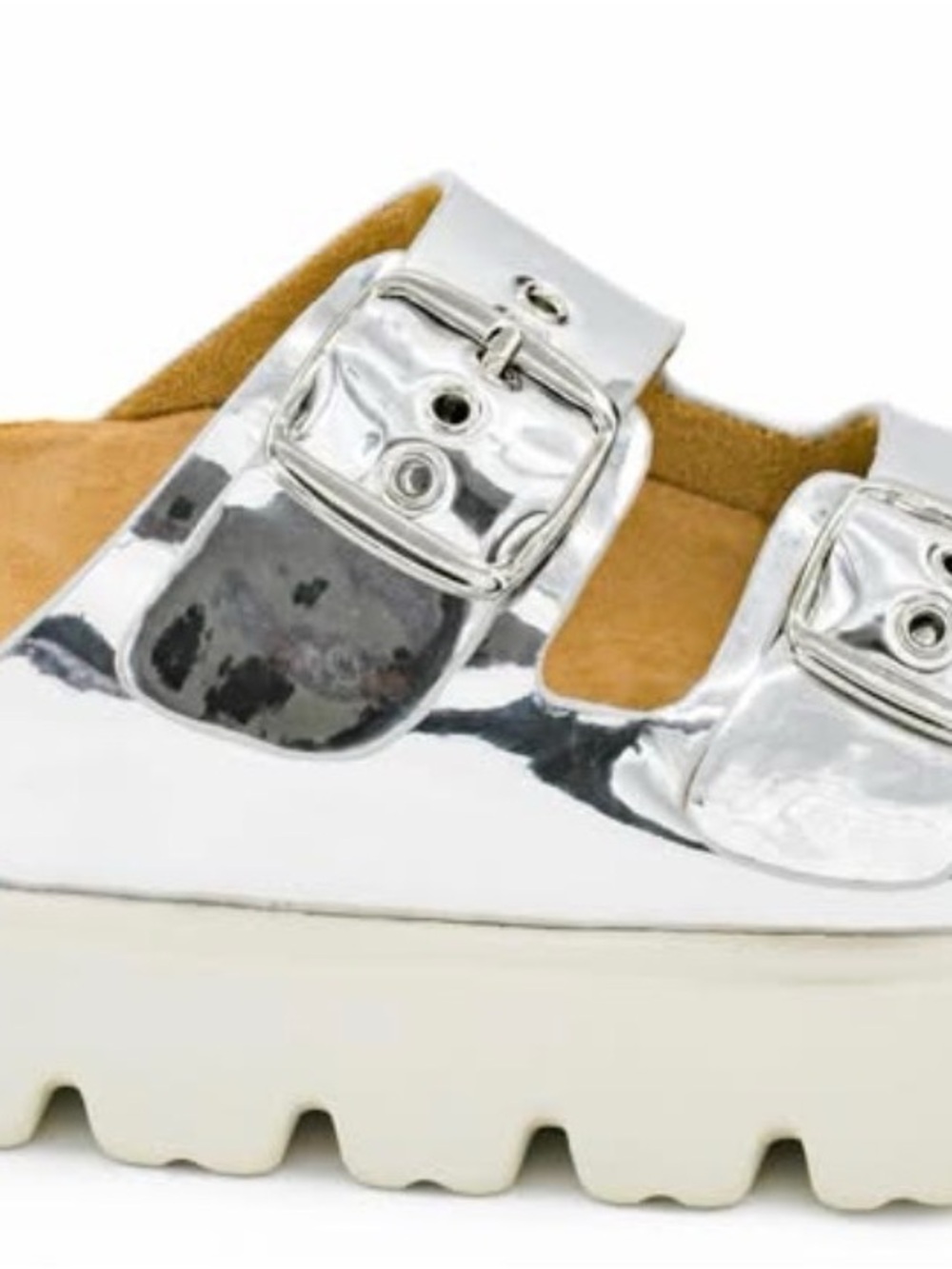 Corkys Metallic Silver Double Buckle Slide Sandal2026